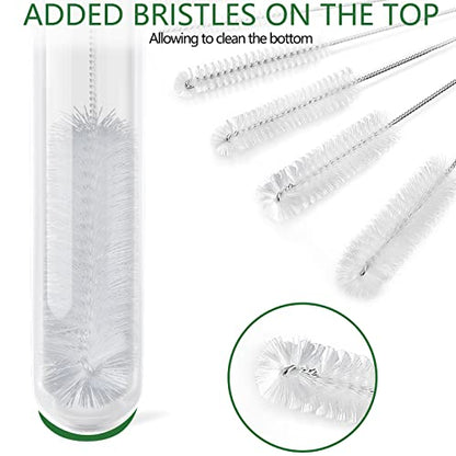 CiaraQ Bottle Cleaning Brushes, 8 Inch Nylon Tube Brush Set | White Cleaner for Narrow Neck Bottles Cups with Hook, Set of 13pcs, White - color: White, size: 8.0 Inch (13pcs)