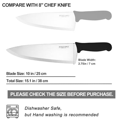 10 inch Japanese High Carbon Stainless Steel Chef Knife, Professional Sharp Wide Cook Knife with Non-slip Ergonomic Handle, for Kitchen Home Restaurant (Black) - color: Black
