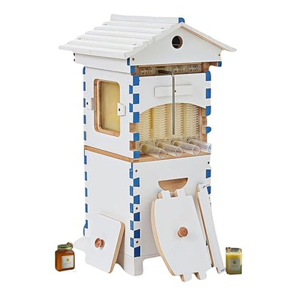 Beehive Starter Kit, Complete Flow Bee Box – Observation Window, Honey Spout, Carpenter Bee House for Garden Pollinators & Beginner Beekeeping
