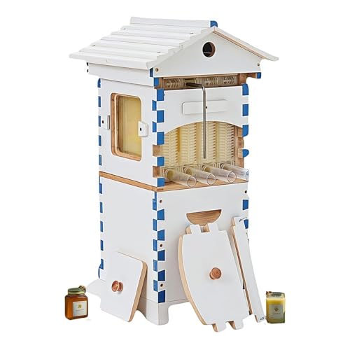 Beehive Starter Kit, Complete Flow Bee Box – Observation Window, Honey Spout, Carpenter Bee House for Garden Pollinators & Beginner Beekeeping