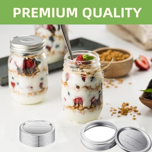BSL 48 Pcs Canning Lids with Rings, Premium Mason Jar Lids for Regular Mouth Jars, Food Grade Material, 100% Fit for 70mm Jars - style: 24Lids + 24Rings for Regular Mouth Jar