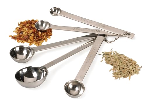 RSVP International Endurance Measuring Spoons, Round, Stainless Steel