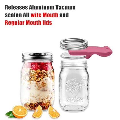 Mason Jar Opener and Canning Tool, Compatible with Mason Jar Lids, Releases Vacuum Seal on Wide Mouth and Regular Mouth, Magnetic Lid Lifter for Canning, Pickling (Peach Pink) - color: Peach Pink