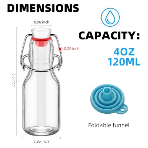 1Pc (4oz Round) clear Swing Top Brewing Bottles with Leak Proof Easy Caps, Glass Beer Bottle Flip Top Bottles For Kombucha, Kefir, Vanilla Extract, Beer (4oz Round) - size: 4 Ounces