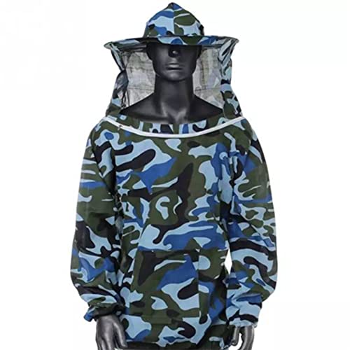 ZJchao Beekeeping Jacket Professional Total Protection Ventilated Beekeeping Protective Jacket with Veil Hood for Men Women - color: Blue