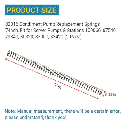 2-Pack Condiment Pump Replacement Springs Fit for S-erver 100066 | Steel Spring, 7 Inch Length, Fits 67540 79840 80320 83000 83420, Replacement for Dispenser Pump Station