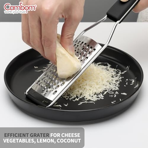 Cambom Cheese Grater Lemon Zester, Graters for Parmesan Cheese, Lemon, Citrus, Garlic, Nutmeg, Chocolate, Fruits, Vegetables, Ginger, Vegetable & Cheese Shredder with Stainless Steel Coarse Blade - color: Black, size: Set of 1, style: Coarse Blade