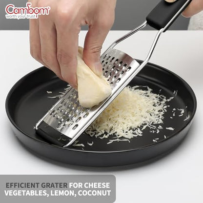 Cambom Cheese Grater Lemon Zester, Graters for Parmesan Cheese, Lemon, Citrus, Garlic, Nutmeg, Chocolate, Fruits, Vegetables, Ginger, Vegetable & Cheese Shredder with Stainless Steel Coarse Blade - color: Black, size: Set of 1, style: Coarse Blade