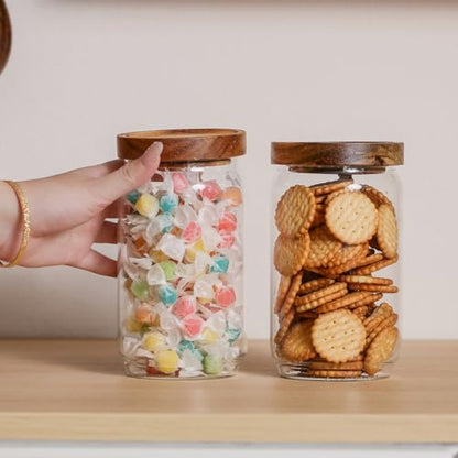 Glass Jar with Lid 3.54 Inch Wide, 25 OZ Airtight Food Storage Containers Glass Set for Coffee Beans| Sugars| Candy, 2 Pack - color: 25oz*2