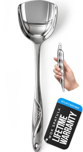 Zulay Kitchen Stainless Steel Wok Spatula - 14.8” Heat-Resistant Metal Turner for Stir-Fry, Sauté & Grilling - Durable, Rust-Proof & Dishwasher Safe Kitchen Utensil for Everyday Use - size: Wok Spatula