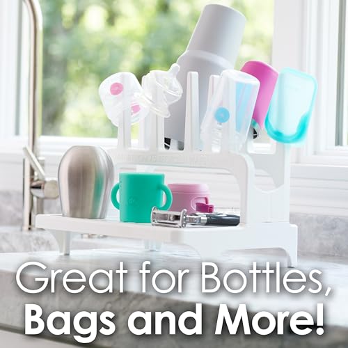 PopYum Gray Space Saving Drying Rack from 100% Recycled Bottles | Space Saving, Made from 100% Recycled Bottles, Countertop, For Baby Bottle, Plastic Bags, Cups, Glass, Tumblers, Compact - color: Gray