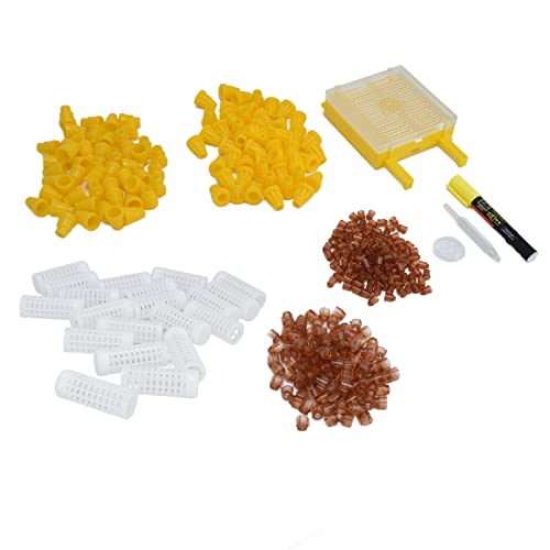 Aramox Bee Rearing Kit Plastic Queen Bee Grafting Kit with Marking Pen and 357 Pieces for Queen Cultivation Reusable Setup for Beekeepers and Apiaries