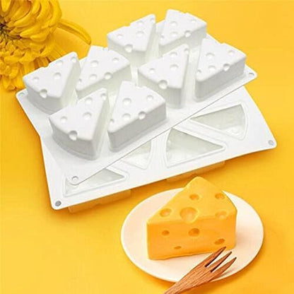 3D Cheese Shape Silicone Mold, 8 Cavities 11.9″ x 7.1″ x 1.7″ Food Grade Silicone Baking Mold for Cheese Cake Mousse Cake Brownies Chocolate French Dessert Ice Cream Soap