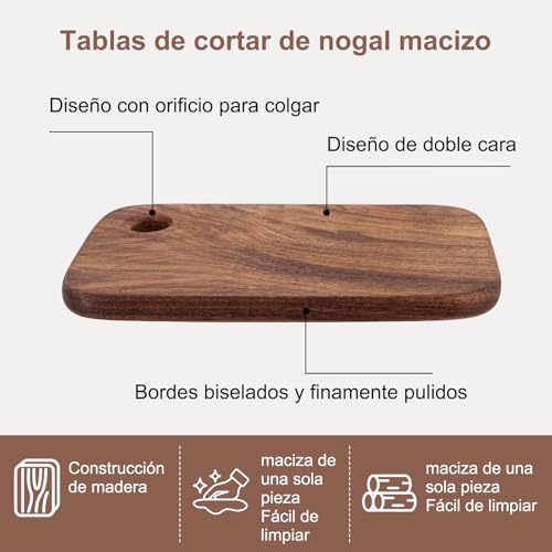 Wood Cutting Boards For Kitchen, Small Portable Walnut Chopping Boards For Outdoor Cooking Draining Lunch Boxes, Serving Boards for Sandwich Cheese Meal Breakfast(S （15.5 * 8.5 * 1）) - size: S （15.5*8.5*1）