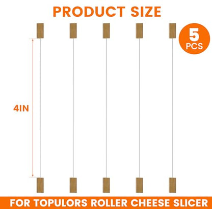TOPULORS 5-Pack Stainless Steel Cheese Slicer Cutter Replacement Wires, Compatible With Zulay Kitchen, Sopito, Bellemain Roller Cheese Slicers, Ideal for Hard & Soft Cheese Slicing
