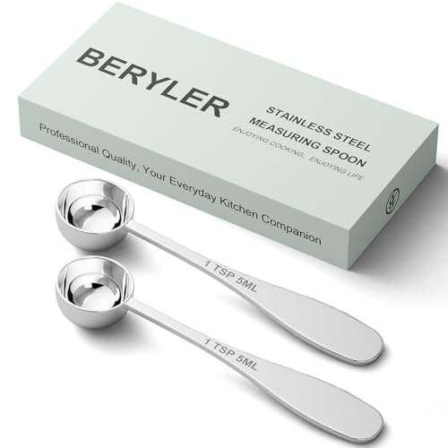 2PCS 1tsp(1/3tbsp, 5 ml) Single Measuring Spoon, Stainless Steel Individual Teaspoon, Metal Measure Scoop with Gift Box - size: 1 tsp | 1/3 tbsp | 5 ml | 1/6 oz