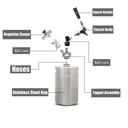 Portable Draft Keg System Stainless Steel Keg Mini Keg Draft System Stainless Steel Portable Mini Keg Dispenser Pressure Regulator Craft Beer Draft Home Brew