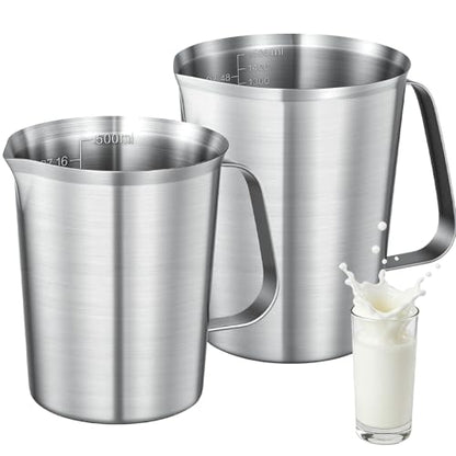 Stainless Steel Measuring Cups 2-Pack, Unbreakable Metal Measuring Cup Set with Easy-Read OZ/ML Marks & Secure Grip Handle, Ideal for Kitchen, Baking, Bar, Party & Pet Food (48 oz+16 oz) - size: 48 oz+16 oz
