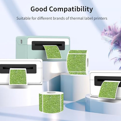 Square Holographic Thermal Labels Stickers, 2" x 2" Thermal Stickers Labels, Waterproof Glitter Direct Thermal Printer Label for Small Business- Holographic Green - color: Glitter Green, size: 2 X 2