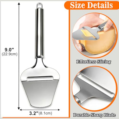 2 Pack Butter & Cheese Slicers Stainless Steel with Extra Spreader Knife | Sharp Blade - color: Silver-3PCS