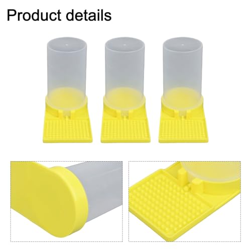 3-Pack Bee Drinkers for Hive, Plastic Water Feeder with Basin at Entrance, Easy Fill Bee Hydration Station, Yellow for Beekeeping Supplies