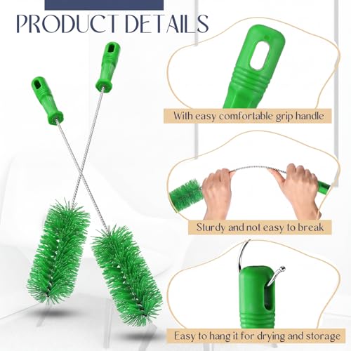 Baderke 2 Pieces Drain Brush Pipe Cleaning Tube Brushes 19.7 Inch Plastic Shower Pipe Flexible Cleaning Tool (Green,19.7 x 2.4 Inch) - color: Green, size: 19.7 x 2.4 Inch