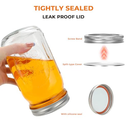 Wide Mouth Mason Jars 32 oz with Lids 12 Pack - color: 32oz-12pack-Sunflower