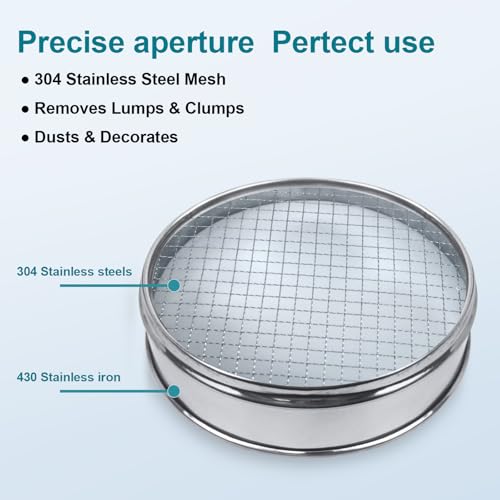 304 Stainless Steel Mesh Lab Sieve, 3 Mesh (5mm) Aperture Test Sieve, 7.9Inch(20cm) Diameter Economy Standard Analysis Sample Test Sieves for Industrial Laboratory Homes - size: 3Mesh(5mm)/Ф7.9in
