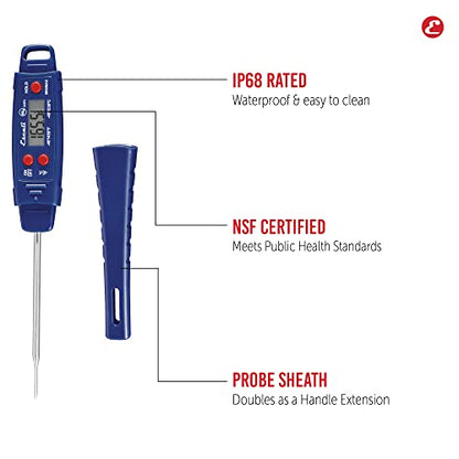 Escali DHP4 Easy Read Waterproof Digital Meat Thermometer with Backlit Display, Ultra Fast 4-Second Readings, Extra-Long Stainless Steel Probe, IPX7 Waterproof, NSF Certified (Rectangle Display)