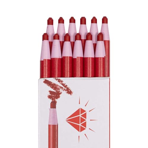 HOMSSEM New China Markers Grease Pencils – 12-Pack Multi-Surface Wax Markers for Glass, Metal, Plastic – Non-Sharpening Peel Off China Marker (Red) - color: Red