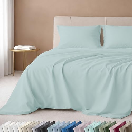 California Design Den Twin Sheet Set - 600 Thread Count Sateen, 100% Cotton Sheets, Deep Pockets with All Around Elastic, Snug Fit, Durable Bedding Set - Aqua - color: 21 - Aqua, size: Twin