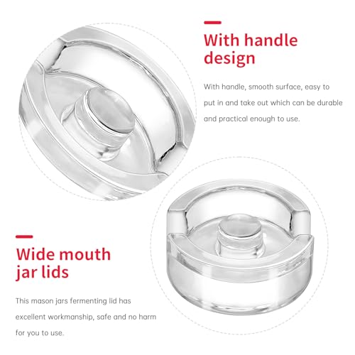 9Pcs Fermentation Glass Weights with Easy Grip Handles, Clear Canning Weights and Pickling Glass Weight for Wide Mouth Mason Jars, Fermenting Kit, Kimchi, Sauerkraut (9)