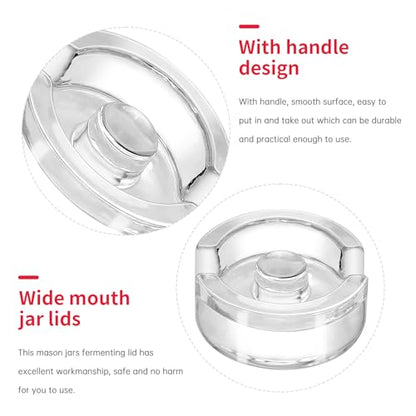 9Pcs Fermentation Glass Weights with Easy Grip Handles, Clear Canning Weights and Pickling Glass Weight for Wide Mouth Mason Jars, Fermenting Kit, Kimchi, Sauerkraut (9)