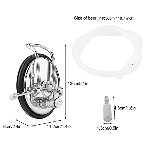 Carbonation Cap, Cornelius Style Keg Lid, Stainless Steel, with Built-in 0.5 Micron Diffusion Stone, Lock Post, for Homebrew Beer Kegs, Includes 2ft Beer Line