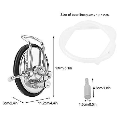 Carbonation Cap, Cornelius Style Keg Lid, Stainless Steel, with Built-in 0.5 Micron Diffusion Stone, Lock Post, for Homebrew Beer Kegs, Includes 2ft Beer Line