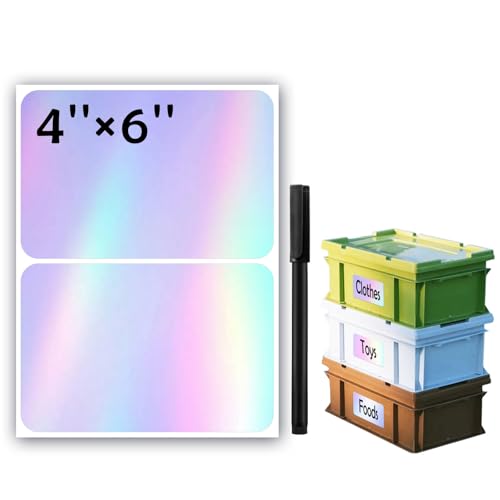 JIEHENG 100Pcs Large Laser Labels for Storage Bins,6x4 Inch Removable Labels,Large Labels for Blank Box,Strong Adhesive Tear Resistant No Residue Blank Labels (Laser) - color: Laser