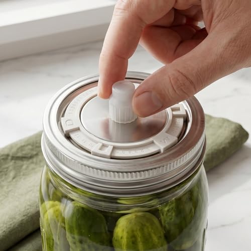 Fermenting Lids, Waterless Airlock Fermentation Tops - 3.54" Wide Mouth Mason Jar Lid Fermenter Caps for Pickles, Kimchi, and Fermented Food