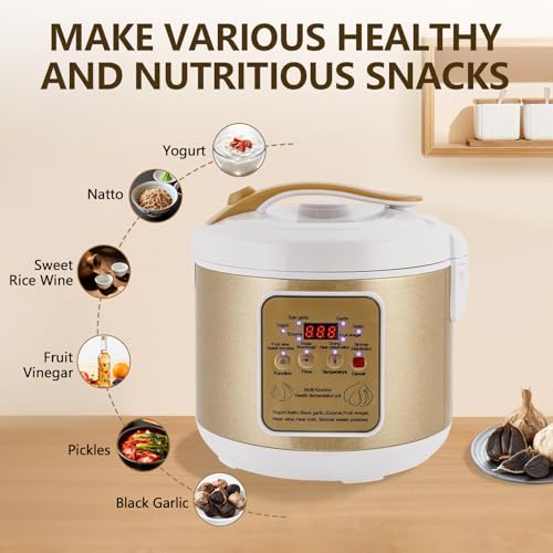 6L Black Garlic Fermenter 90W Automatic Intelligent Fermentation Box with Inner Pot and Garlic Shelf, 7-12 Days Black Garlic Sweet Rice Wine Maker Natto Yogurt Fermentation Pot 110V 60HZ
