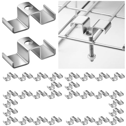 MorningRo 25 Pcs Grating Clip Saddle Clip Galvanized Carbon Steel for Screw Size 1/4 Inch for Industrial Flooring Drainage Systems Mezzanines Walkways Stair Treads (Silver)