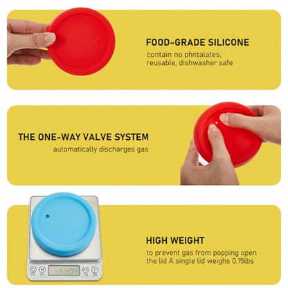 Teenyyou 6 Pcs Silicone Fermenting Lids for Wide Mouth Mason Jar, Airlock Waterless Fermenter Caps, 86 mm Silicone Cover with Vent for Kimchi, Fermented Probiotic Food, Jars Not Included(Classic) - color: Classic