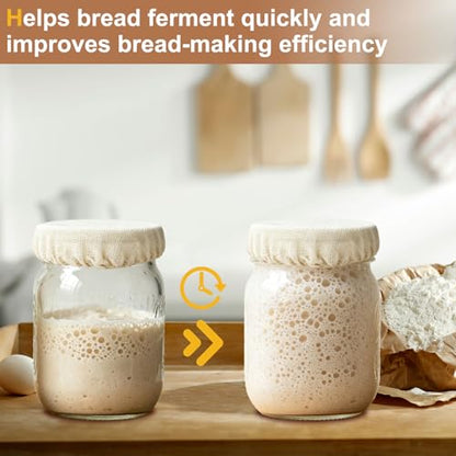 uxcell 6Pcs Sourdough Jar Cover, 100mm Wide Sourdough Starter Jar Covers Cloth Reusable Breathable Cotton Container Elastic Top Fermentation Lids for 2.7"-3.1"D Bowl & Jar Mouth, Beige - size: 100mm 2.7"-3.1"