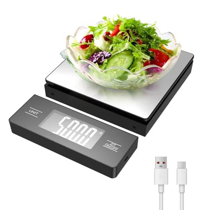Kitchen Scale with Detachable Display Wireless Stainless Steel Digital Food Scale, 11lb/5kg, 1g Precision, Backlit LCD, Tare Function for Baking, Coffee Brewing & Cooking, Metallic/Black - color: Stainless Steel