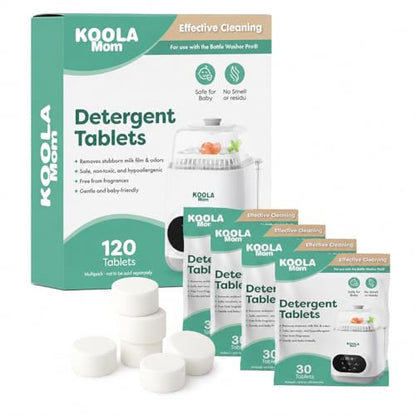 Detergent Tablets for Bottle Washer (120 Count) Deep Cleaning Compatible with Momcozy, Baby Breeza, Grownsy & All Bottle Washers - Removes Milk Residue from Bottles & Pump Parts