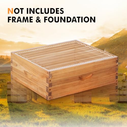 10 Frame Super Beehive Board Unassembled Bee Box Wax Coated Bee Hives Body Comes with Pack of Screws(No Frames or Foundations) - size: 10 Frame Super