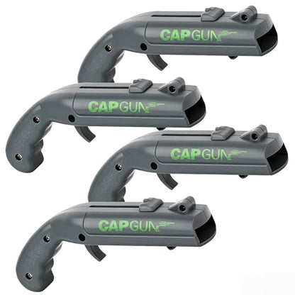 4PCs Grey Novelty Cap Gun Style Bottle Opener – Realistic Construction with Ergonomic Grip for Beverages, Themed Parties & Gifts - color: Gray