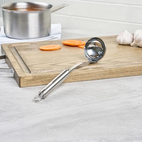 Restaurantware Stainless Steel Sauce Ladle - German Standard Gravy Ladle with Ergonomic Handle, Dishwasher Safe - Small Ladle For Serving Soups, Dressings, Sauces - style: Steel Sauce Ladle