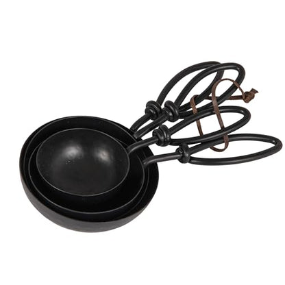Creative Co-Op Hammered Stainless Steel Scoops, Black, Set of 4 - color: Black