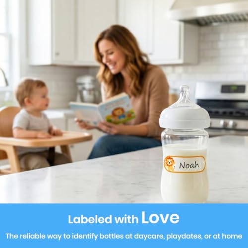 600 Pcs Self-Laminating Daycare Labels for Kids, Waterproof Write-On Name Labels for Baby Bottles, Sippy Cups & Food Containers, Dishwasher & Freezer Safe Stickers for School Supplies, Daycare & Camp