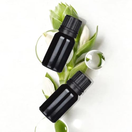 24 Pack 10ml Black Glass Essential Oils Bottles Empty Glass Dropper Vials Sample Bottle With Orifice Reducer and lid,for Aromatherapy Oils (Black, 10ml) - color: Black