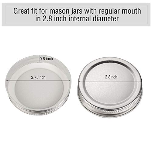 Chuangdi 30 Packs Mason Jar Lids Bulk Regular Mouth Canning Lids Leak Proof Secure Mason Storage Solid Caps(Silver,Steel) - color: Silver